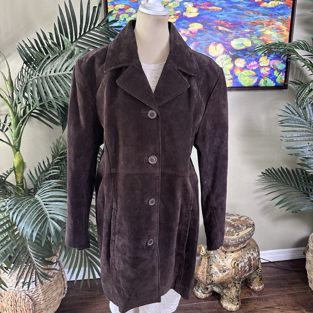 Colebrook & Co. Women 2X Suede Leather Lined Jacket Dark Brown 2YK